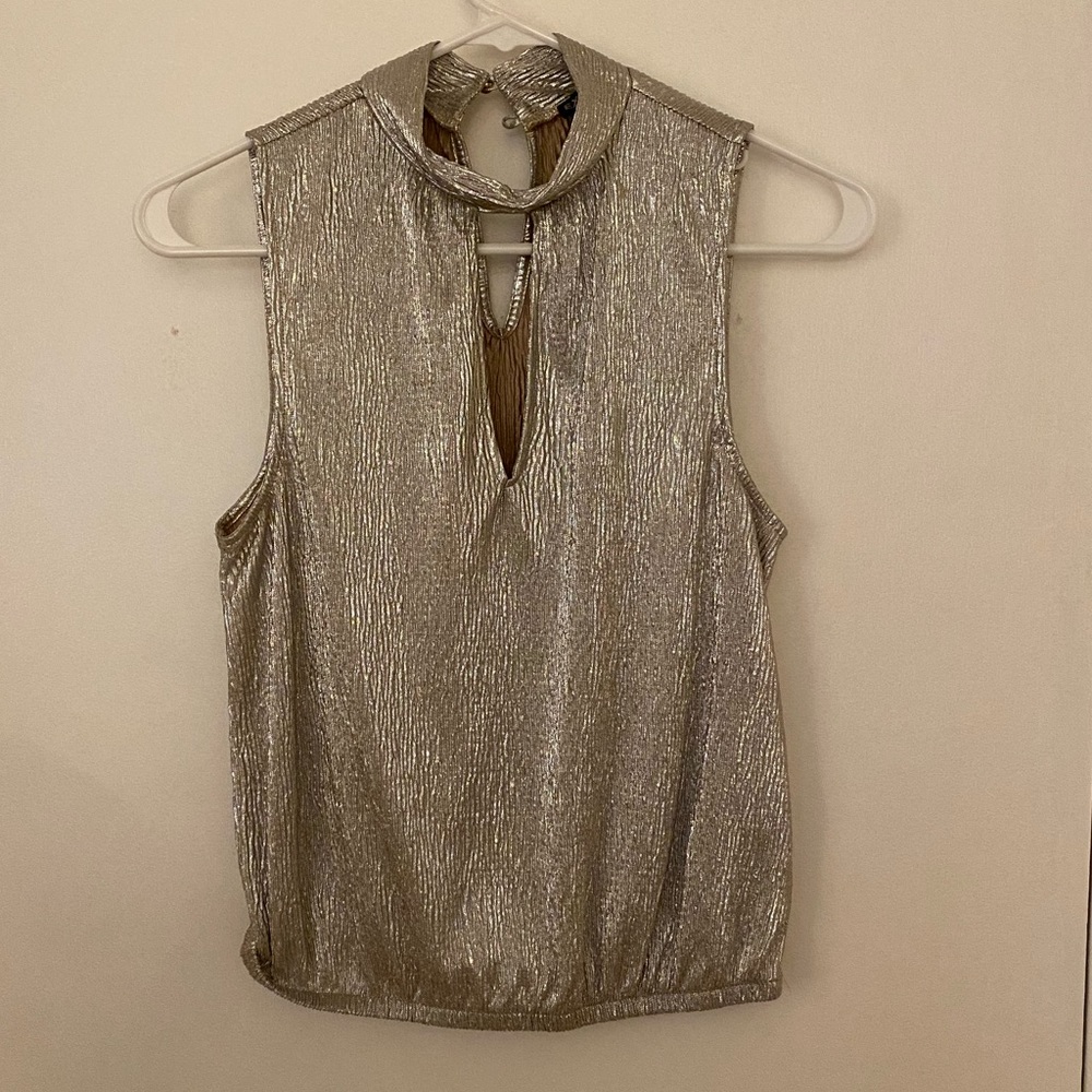 Express Golden Sleeveless Mock Neck Top